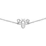 Bracelet animal totem en acier inoxydable argenté avec pendentif abeille style origami géométrique