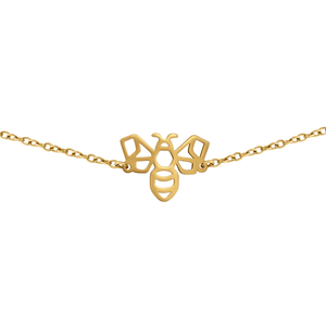 Bracelet animal totem en acier inoxydable doré avec pendentif abeille style origami géométrique