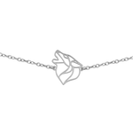 Bracelet animal totem en acier inoxydable argent avec pendentif loup style origami géométrique