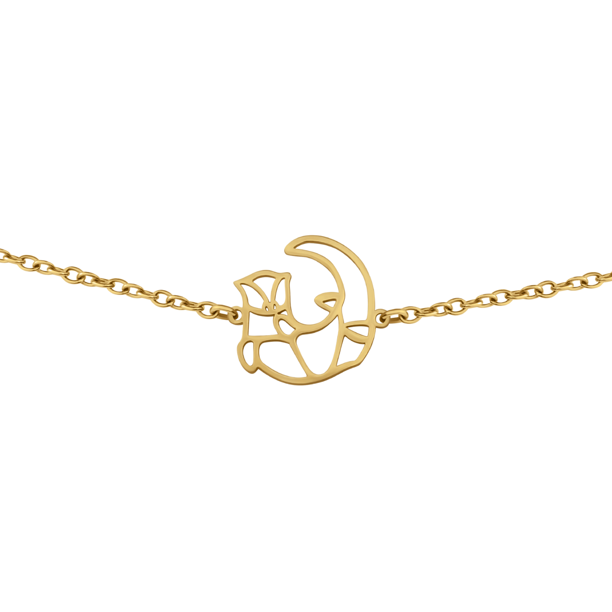 Bracelet animal totem en acier inoxydable doré avec pendentif loutre style origami géométrique