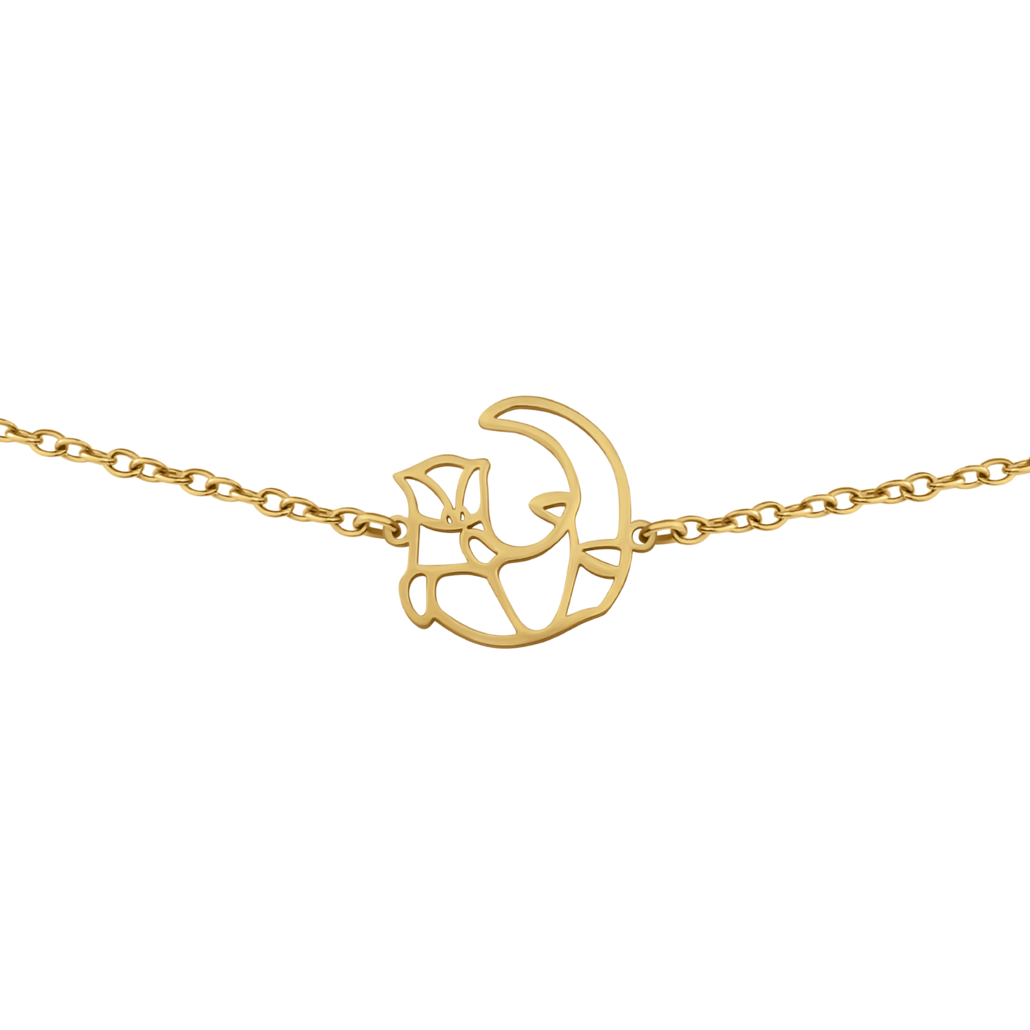 Bracelet animal totem en acier inoxydable doré avec pendentif loutre style origami géométrique