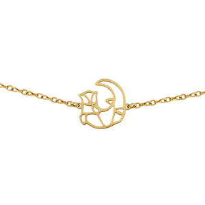 Bracelet animal totem en acier inoxydable doré avec pendentif loutre style origami géométrique