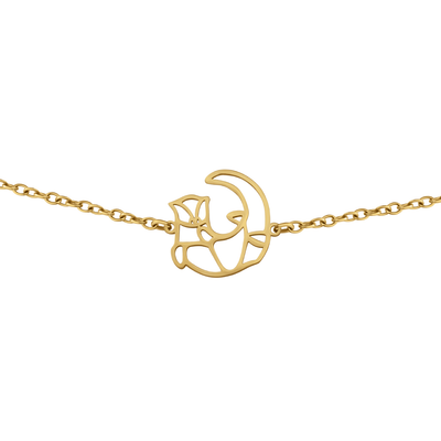 Bracelet animal totem en acier inoxydable doré avec pendentif loutre style origami géométrique