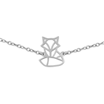 Bracelet animal totem en acier inoxydable argenté avec pendentif renard style origami géométrique