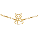 Bracelet animal totem en acier inoxydable doré avec pendentif renard style origami géométrique