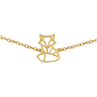 Bracelet animal totem en acier inoxydable doré avec pendentif renard style origami géométrique