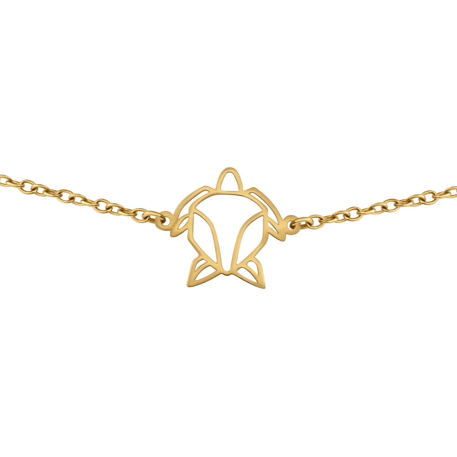 Bracelet animal totem en acier inoxydable doré avec pendentif tortue style origami géométrique