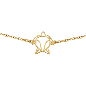 Bracelet animal totem en acier inoxydable doré avec pendentif tortue style origami géométrique