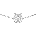 Bracelet animal totem en acier inoxydable argenté avec pendentif tigre style origami géométrique