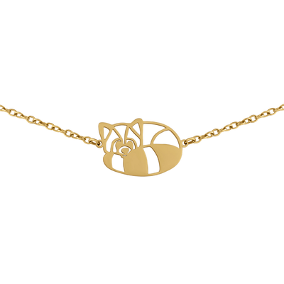 Bracelet animal totem en acier inoxydable doré avec pendentif panda roux style origami géométrique