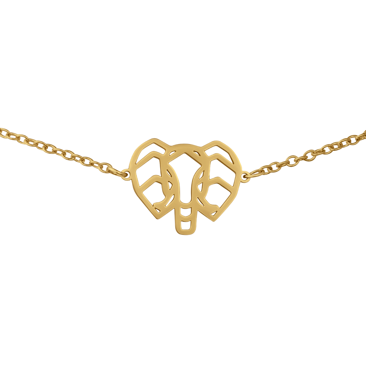 Bracelet animal totem en acier inoxydable doré avec pendentif éléphant style origami géométrique