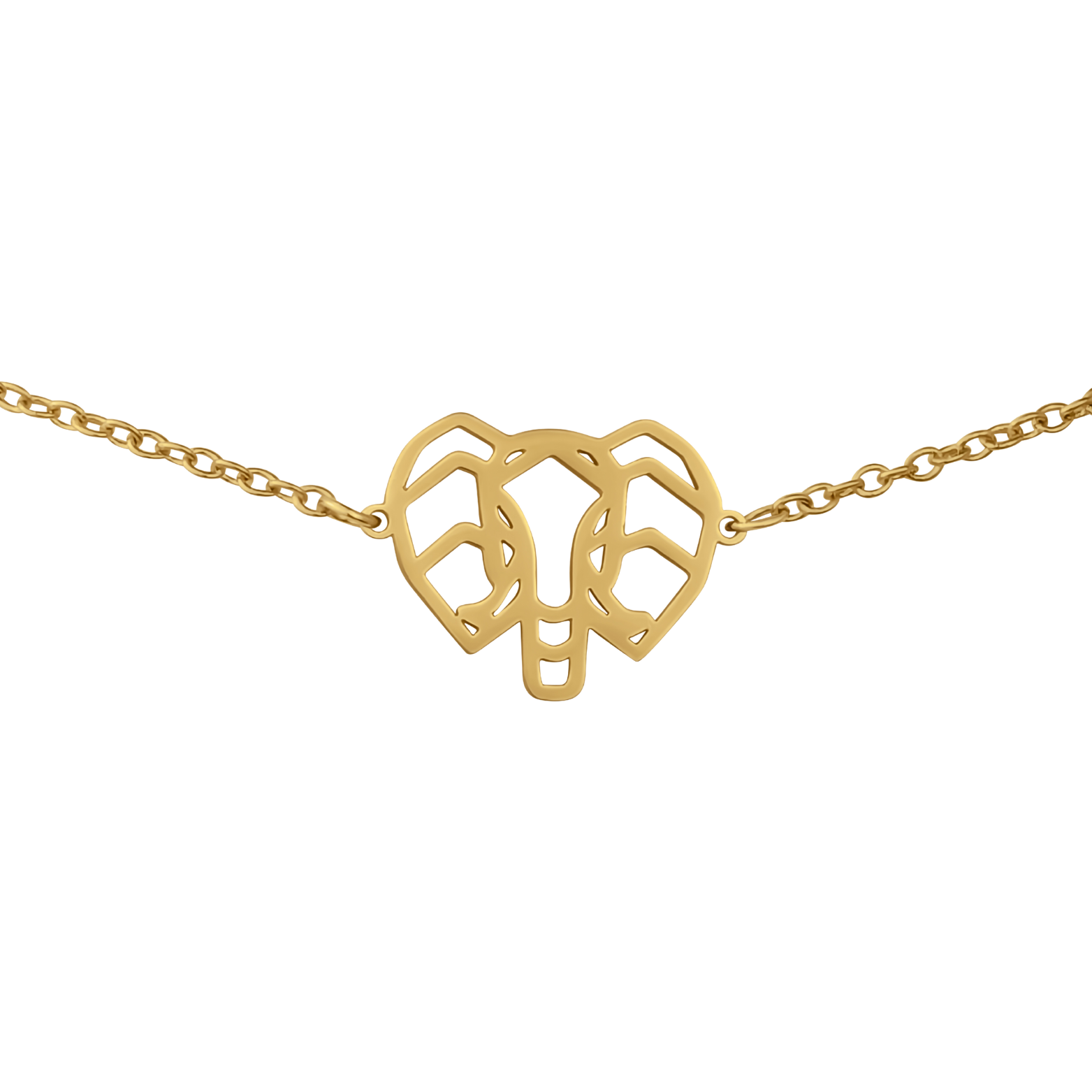 Bracelet animal totem en acier inoxydable doré avec pendentif éléphant style origami géométrique