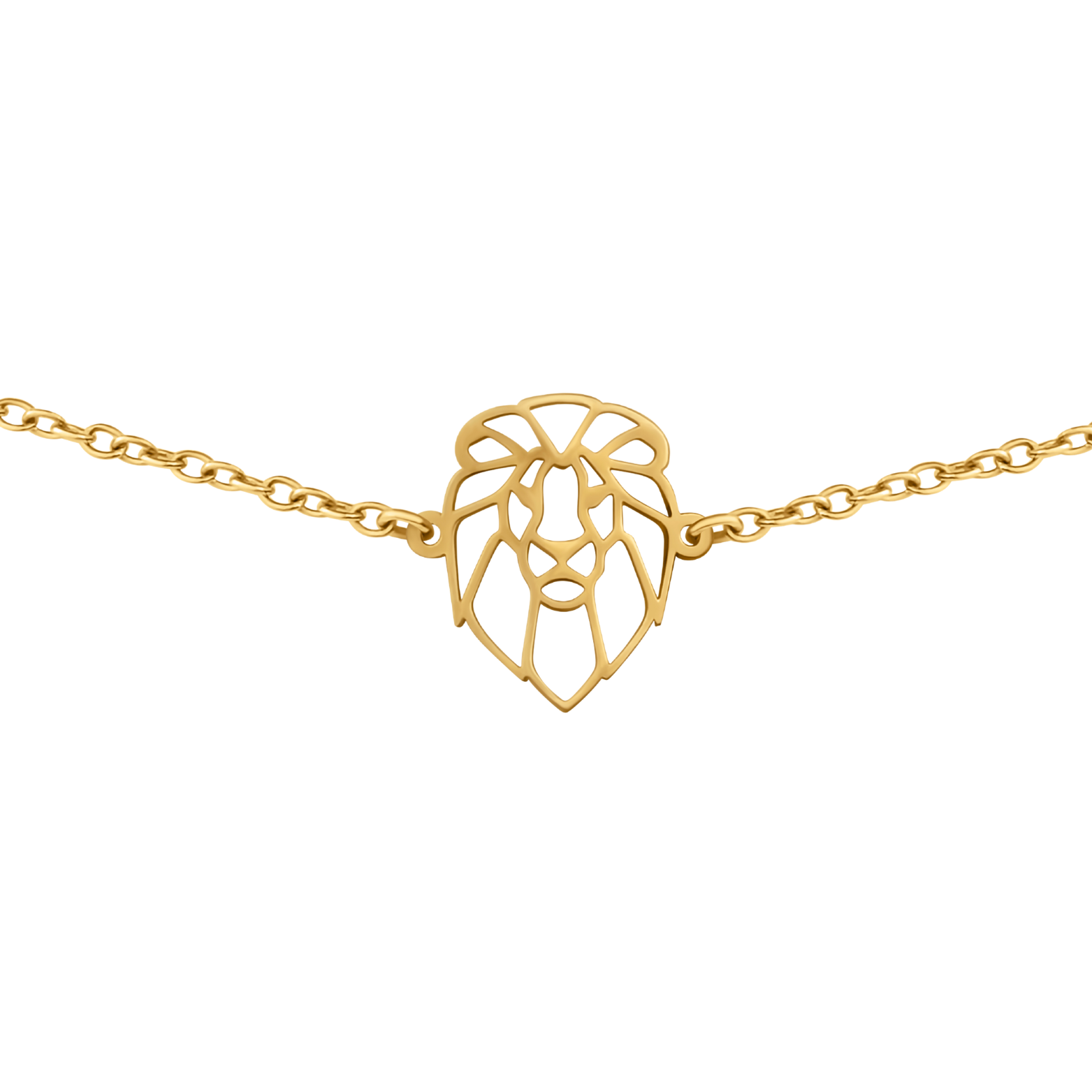 Bracelet animal totem en acier inoxydable doré avec pendentif lion style origami géométrique