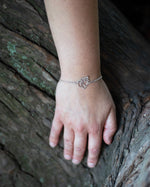 Bracelet loup symbole animal totem porté au poignet