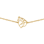 Bracelet animal totem en acier inoxydable doré avec pendentif loup style origami géométrique