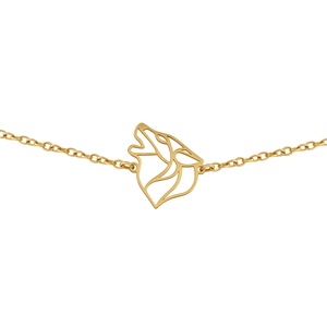 Bracelet animal totem en acier inoxydable doré avec pendentif loup style origami géométrique
