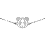 Bracelet animal totem en acier inoxydable argenté avec pendentif panda style origami géométrique