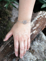 Bracelet tigre symbole animal totem porté au poignet d’une femme