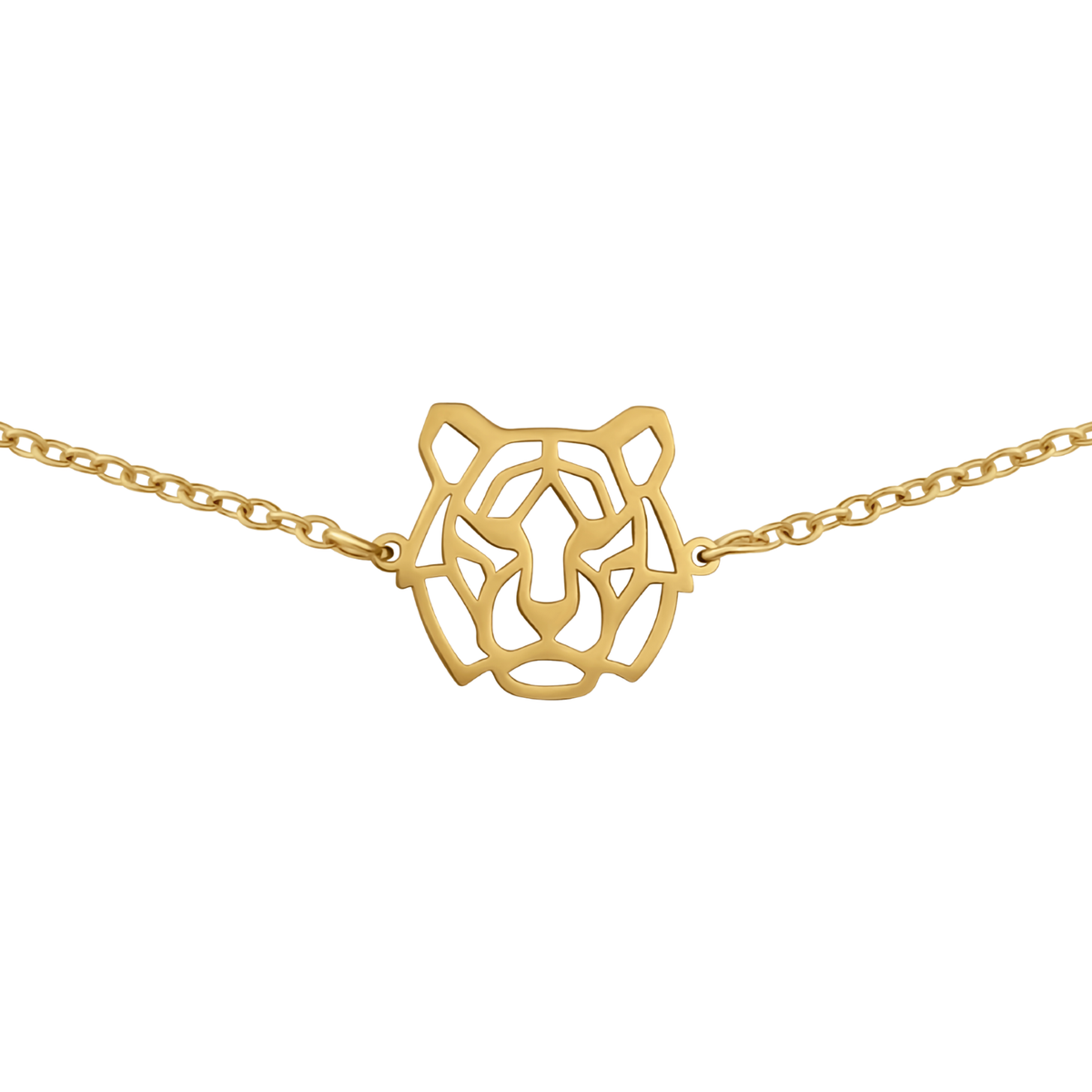 Bracelet totem animal en acier inoxydable doré avec pendentif tigre style origami géométrique