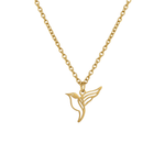 Collier animal totem en acier inoxydable doré avec pendentif colibri style origami géométrique