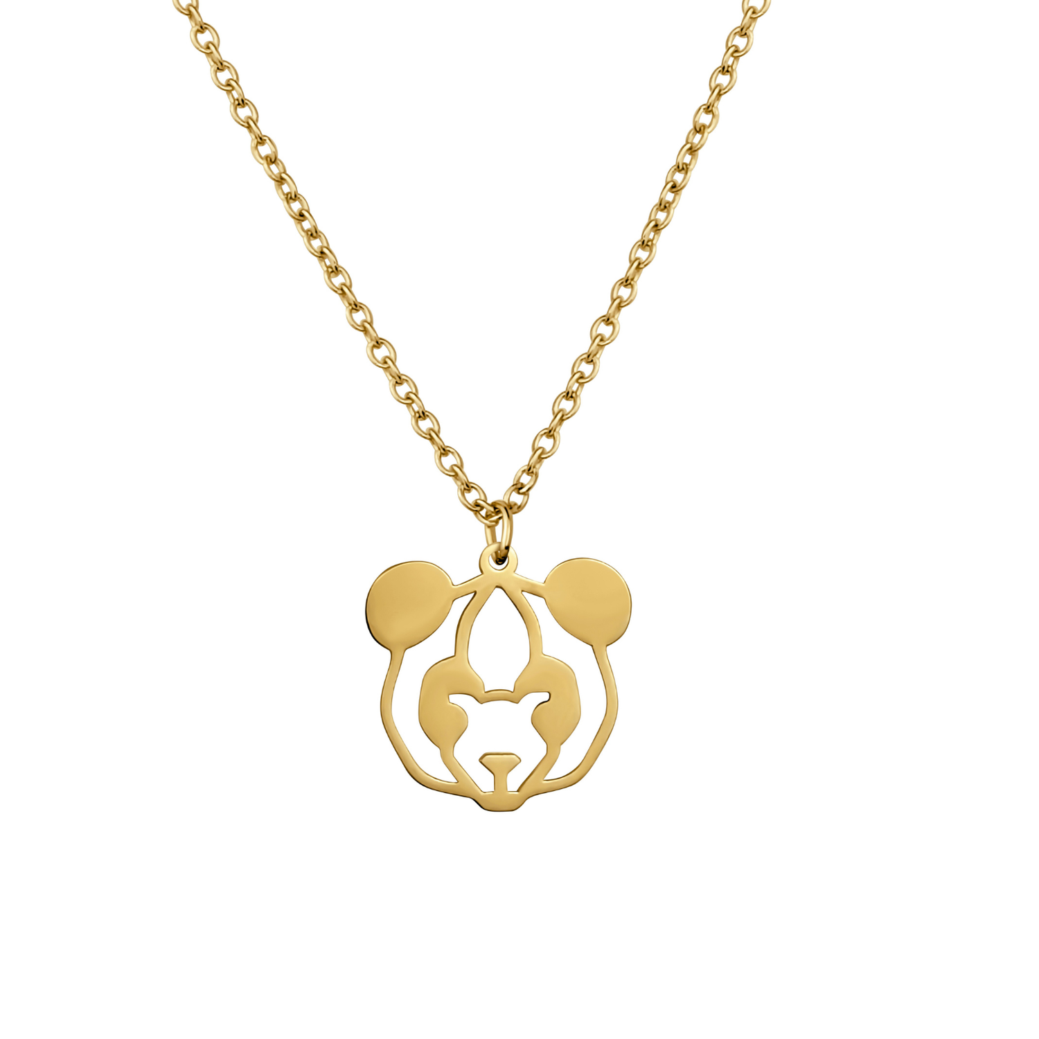 Collier animal totem en acier inoxydable doré avec pendentif panda style origami géométrique