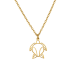 Collier animal totem en acier inoxydable doré avec pendentif tortue style origami géométrique