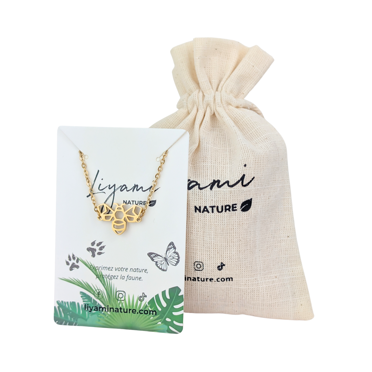 Bracelet abeille en acier inoxydable dans son packaging Liyami Nature