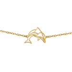 Bracelet animal totem en acier inoxydable doré avec pendentif dauphin style origami géométrique