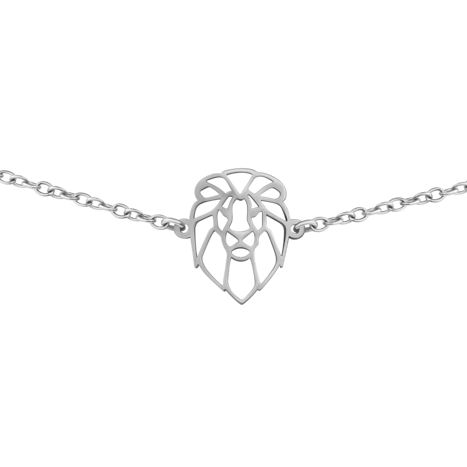 Bracelet animal totem en acier inoxydable argenté avec pendentif dauphin style origami géométrique