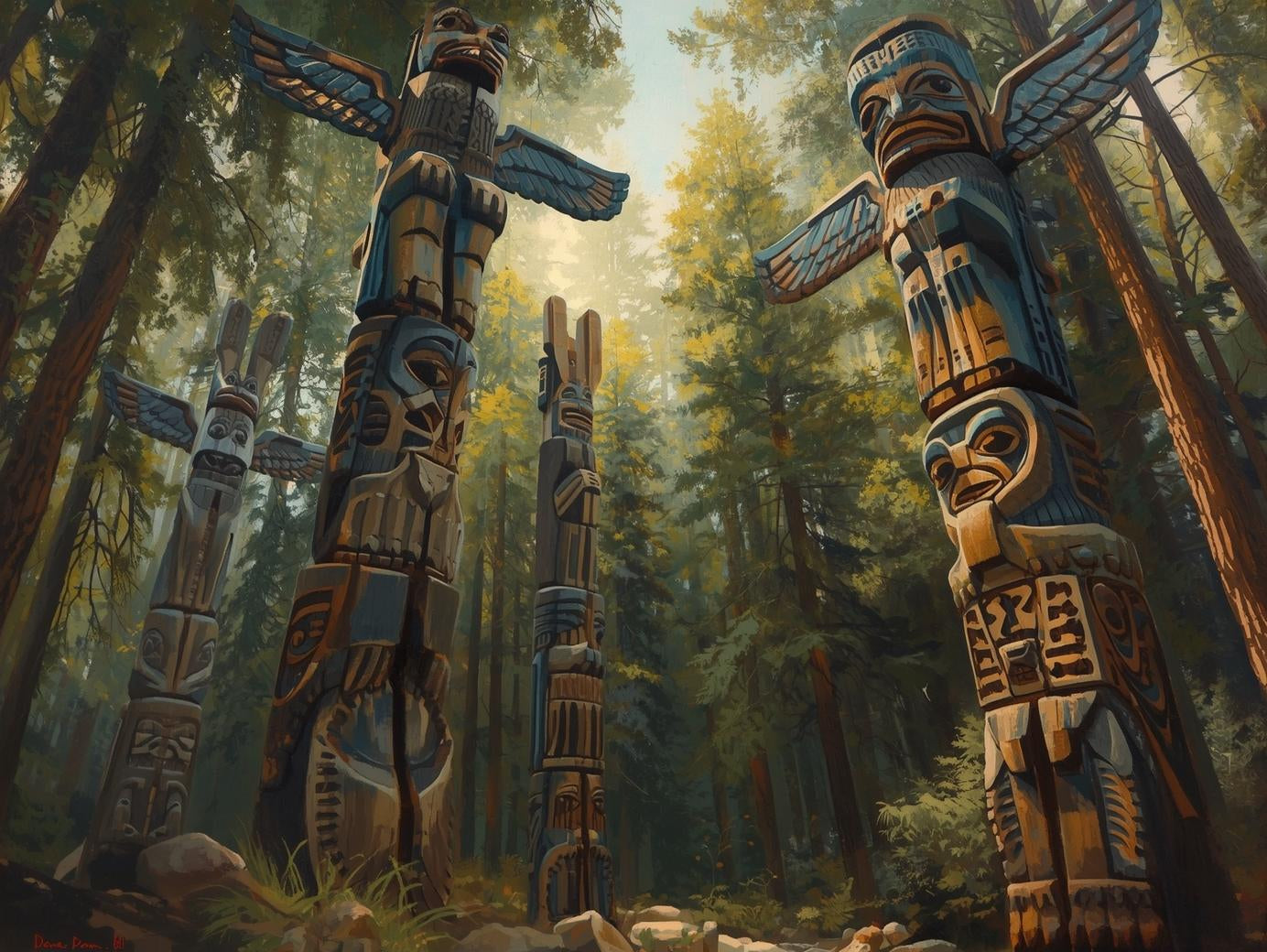 Animaux totems sculptés – symboles spirituels et guides ancestraux